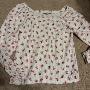 LOFT Floral Blouse - White and Red